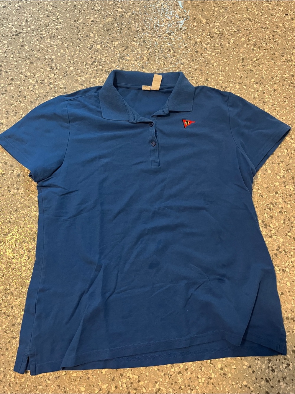 Vintage Women's Blue Polo Top with Annapolis Yacht Club Crest